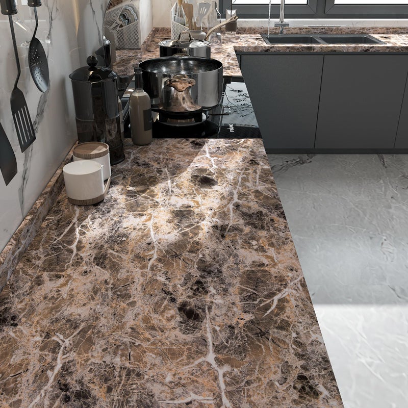 BAYYA Brown Marble Contact Paper Peel and Stick Wallpaper for Kitchen Cabinets Bathroom Granite Countertop Sticker Vinyl Film Self Adhesive Counter Top Covers Waterproof Furniture Decorative Paper - Image 3